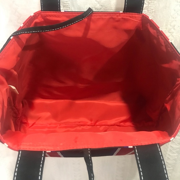 Striped Canvas Tote and Coin Purse Set Red Black Blue Stripes NWOT!!! - Picture 5 of 6